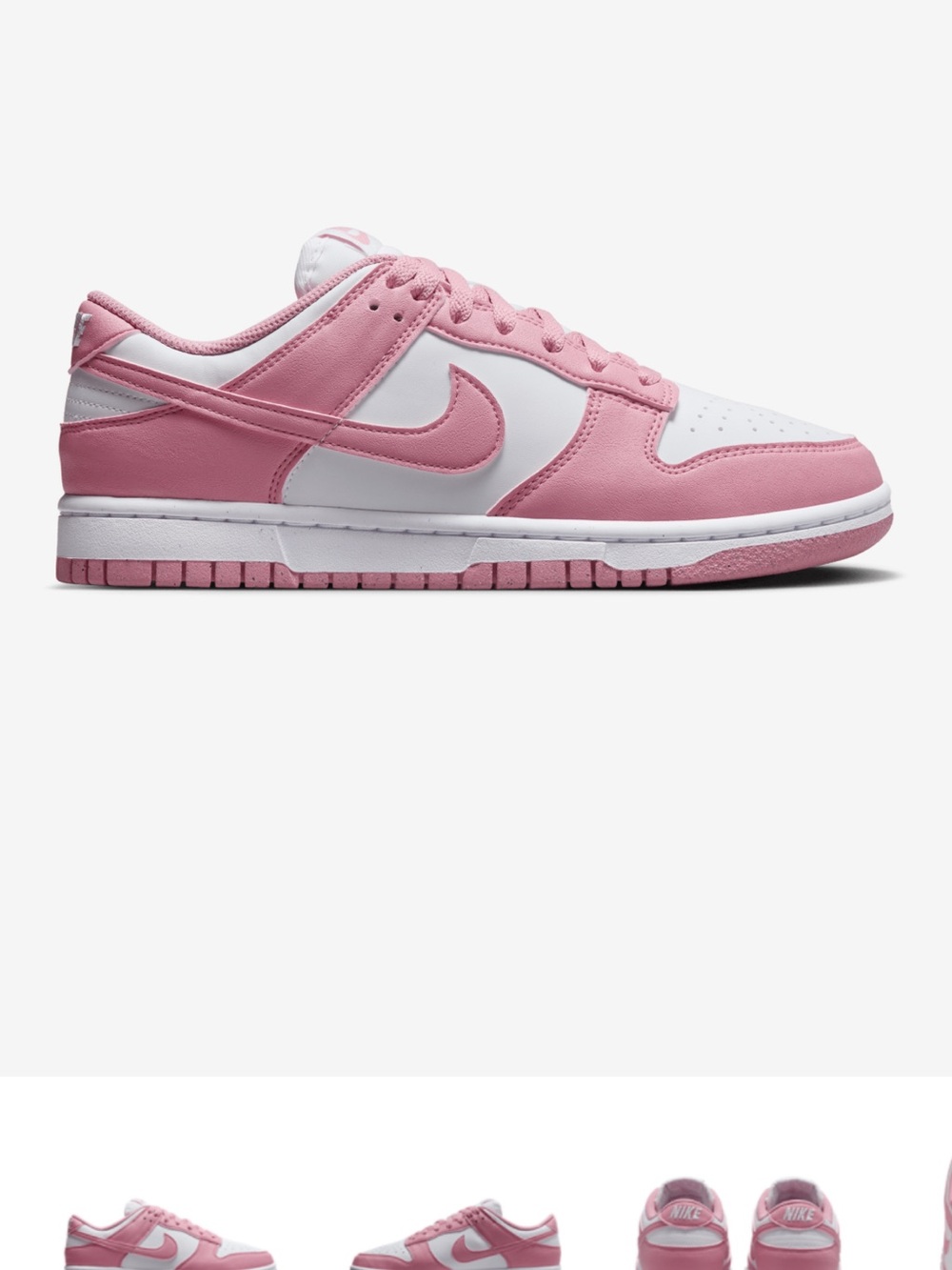 Nike Women's Pink and White Low-Top Dunk-Style Sneakers